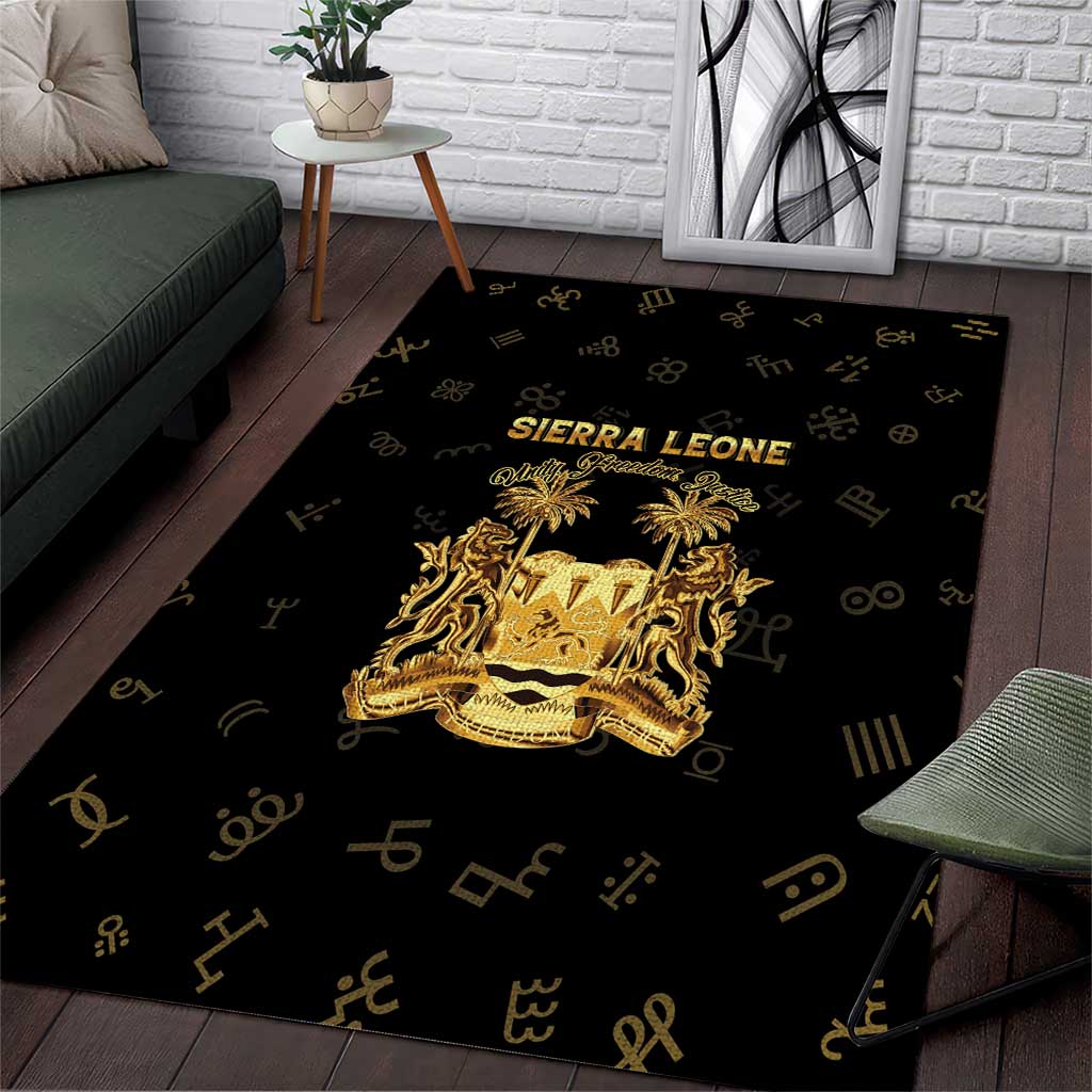 Sierra Leone National Emblem Golden Area Rug Vai Syllabary Heritage - African Pride