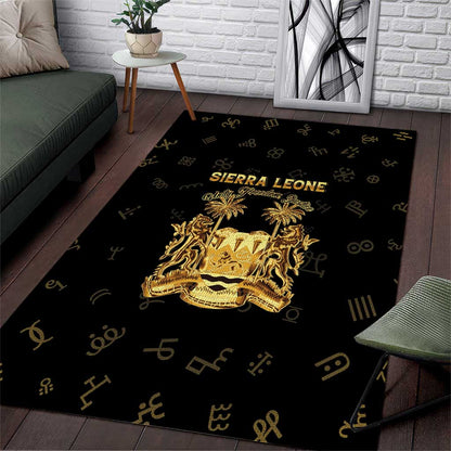 Sierra Leone National Emblem Golden Area Rug Vai Syllabary Heritage - African Pride