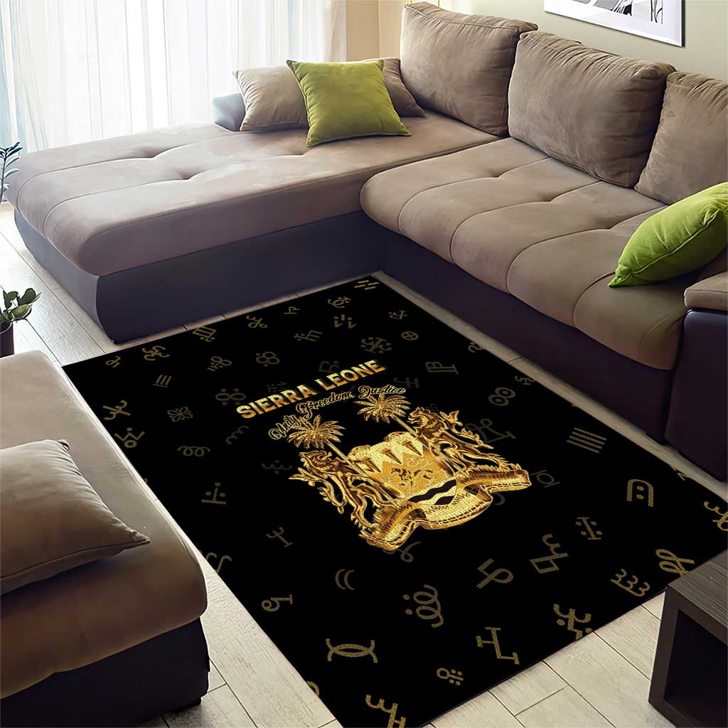 Sierra Leone National Emblem Golden Area Rug Vai Syllabary Heritage - African Pride