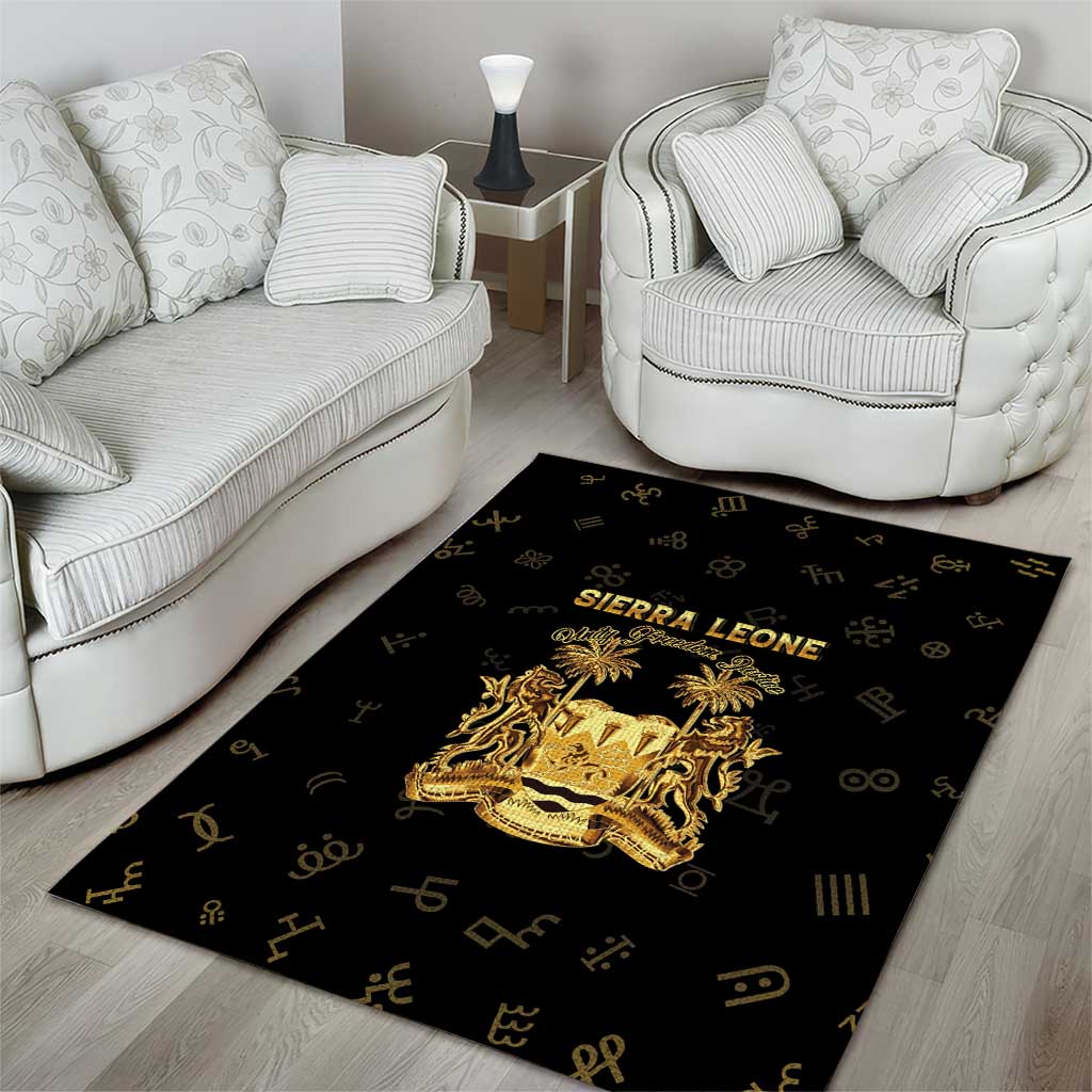 Sierra Leone National Emblem Golden Area Rug Vai Syllabary Heritage - African Pride