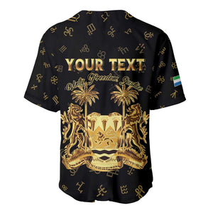 Personalized Sierra Leone National Emblem Golden Baseball Jersey Vai Syllabary Heritage - African Pride