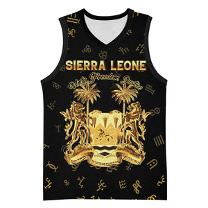 Personalized Sierra Leone National Emblem Golden Basketball Jersey Vai Syllabary Heritage - African Pride