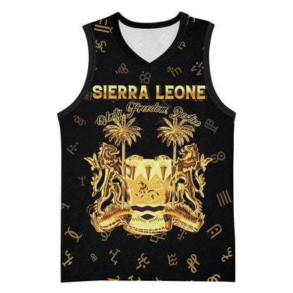 Personalized Sierra Leone National Emblem Golden Basketball Jersey Vai Syllabary Heritage - African Pride