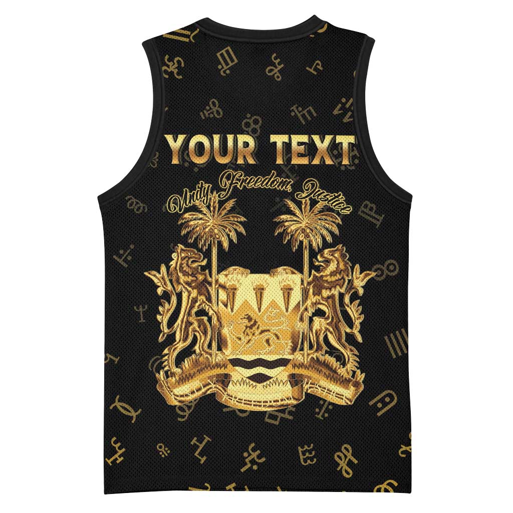 Personalized Sierra Leone National Emblem Golden Basketball Jersey Vai Syllabary Heritage - African Pride