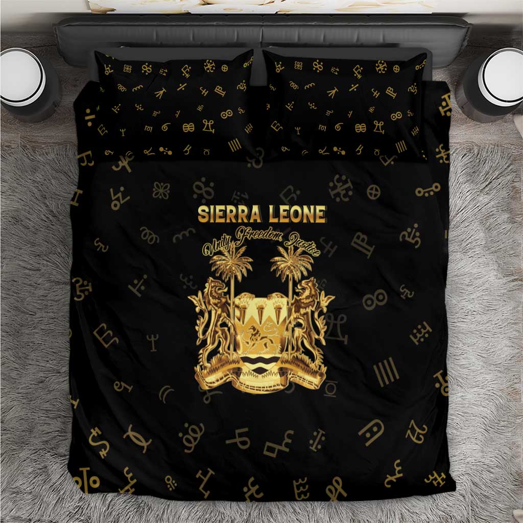 Sierra Leone National Emblem Golden Bedding Set Vai Syllabary Heritage - African Pride
