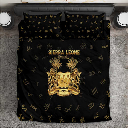 Sierra Leone National Emblem Golden Bedding Set Vai Syllabary Heritage - African Pride