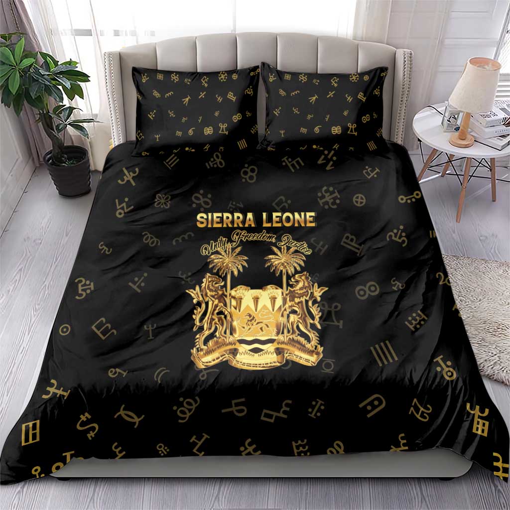 Sierra Leone National Emblem Golden Bedding Set Vai Syllabary Heritage - African Pride