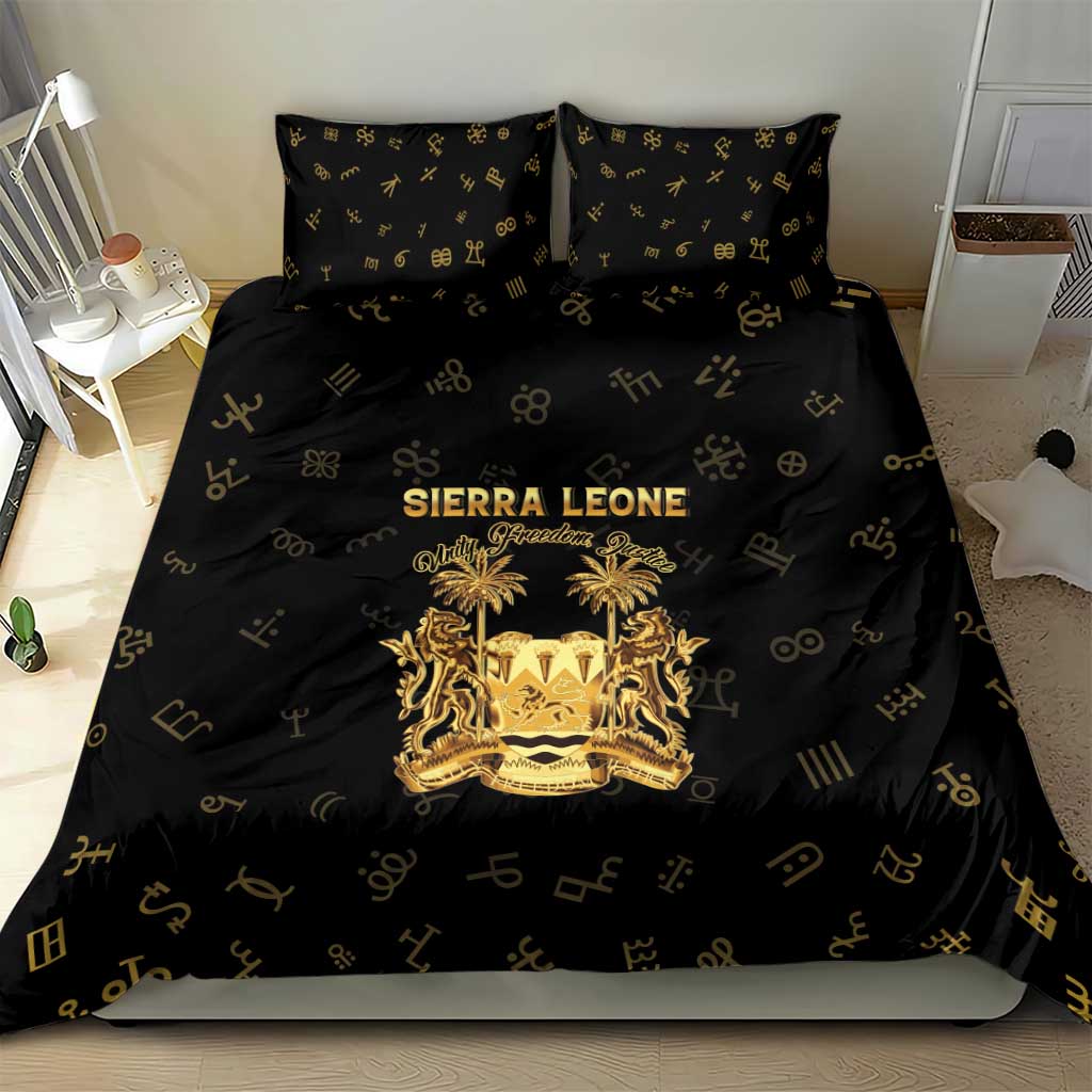 Sierra Leone National Emblem Golden Bedding Set Vai Syllabary Heritage - African Pride
