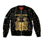 Personalized Sierra Leone National Emblem Golden Bomber Jacket Vai Syllabary Heritage - African Pride