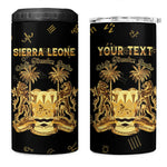 Personalized Sierra Leone National Emblem Golden 4 in 1 Can Cooler Tumbler Vai Syllabary Heritage - African Pride