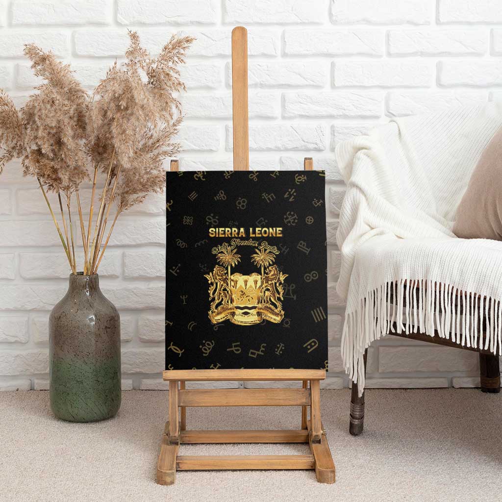Sierra Leone National Emblem Golden Canvas Wall Art Vai Syllabary Heritage - African Pride