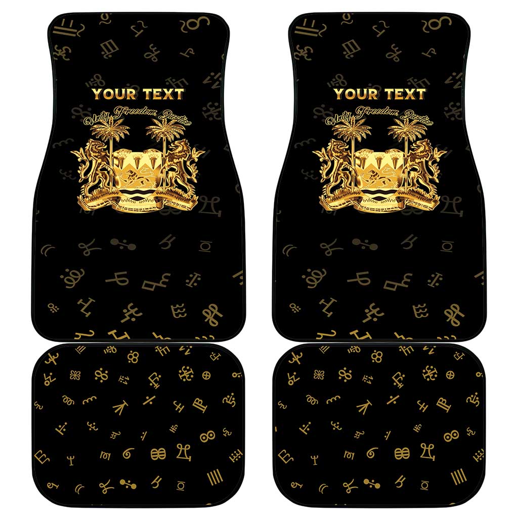 Personalized Sierra Leone National Emblem Golden Car Mats Vai Syllabary Heritage - African Pride