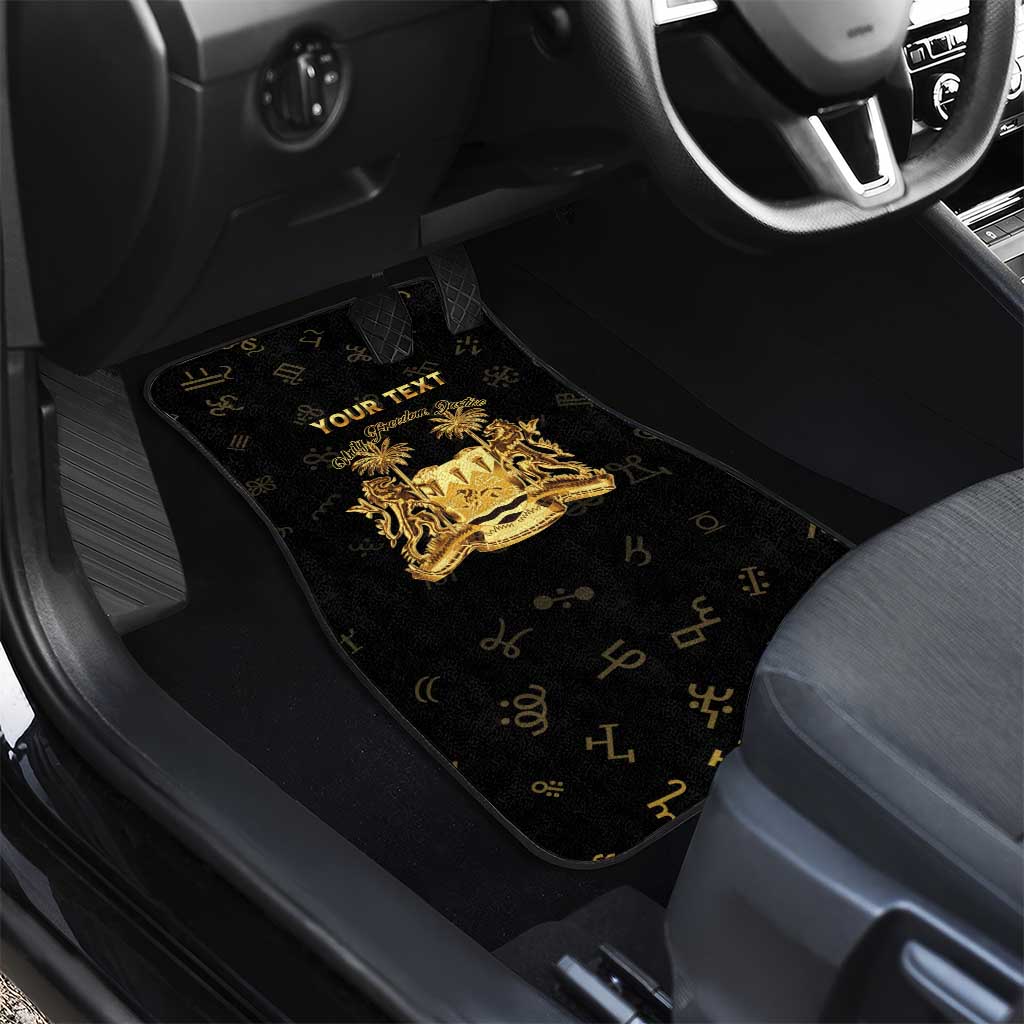 Personalized Sierra Leone National Emblem Golden Car Mats Vai Syllabary Heritage - African Pride