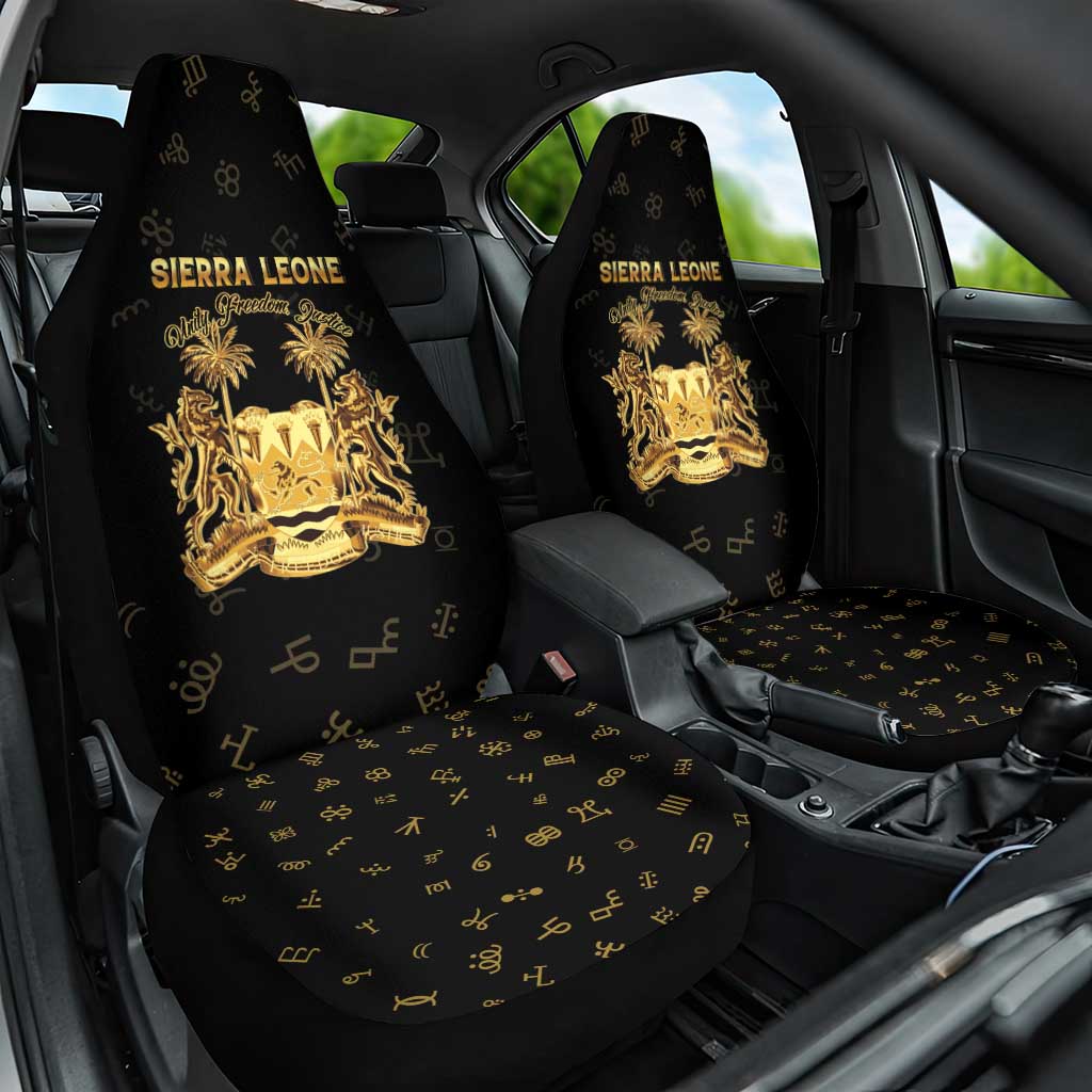 Sierra Leone National Emblem Golden Car Seat Cover Vai Syllabary Heritage - African Pride