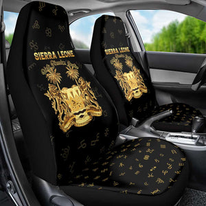 Sierra Leone National Emblem Golden Car Seat Cover Vai Syllabary Heritage - African Pride