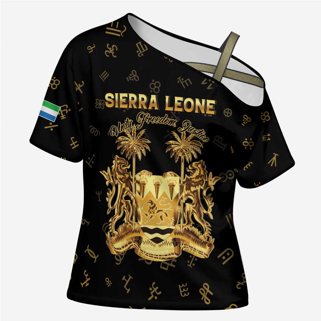 Personalized Sierra Leone Vai Syllabary Heritage Cross Shoulder Shirt National Emblem Golden Style