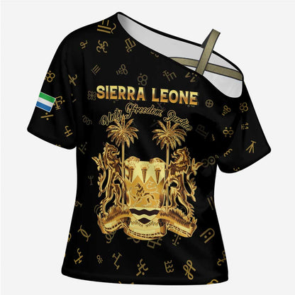 Personalized Sierra Leone Vai Syllabary Heritage Cross Shoulder Shirt National Emblem Golden Style