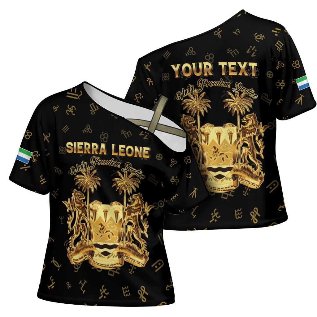 Personalized Sierra Leone Vai Syllabary Heritage Cross Shoulder Shirt National Emblem Golden Style