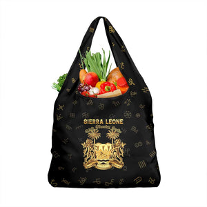 Sierra Leone National Emblem Golden Grocery Bag Vai Syllabary Heritage - African Pride