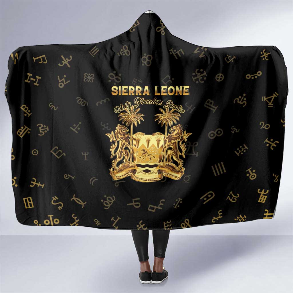 Sierra Leone National Emblem Golden Hooded Blanket Vai Syllabary Heritage - African Pride