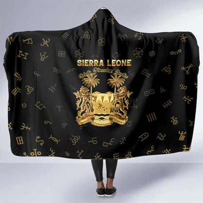 Sierra Leone National Emblem Golden Hooded Blanket Vai Syllabary Heritage - African Pride