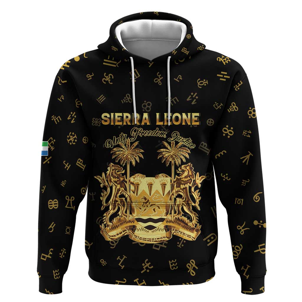 Personalized Sierra Leone National Emblem Golden Hoodie Vai Syllabary Heritage - African Pride