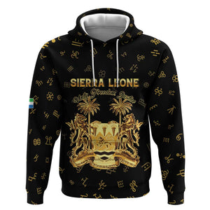 Personalized Sierra Leone National Emblem Golden Hoodie Vai Syllabary Heritage - African Pride