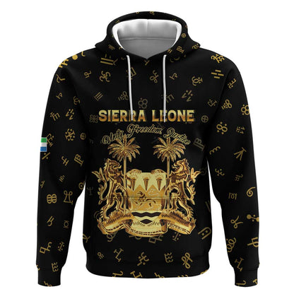 Personalized Sierra Leone National Emblem Golden Hoodie Vai Syllabary Heritage - African Pride