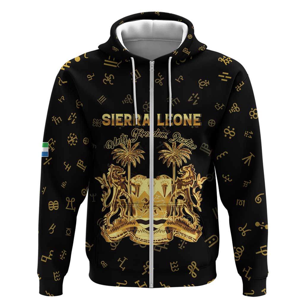 Personalized Sierra Leone National Emblem Golden Hoodie Vai Syllabary Heritage - African Pride