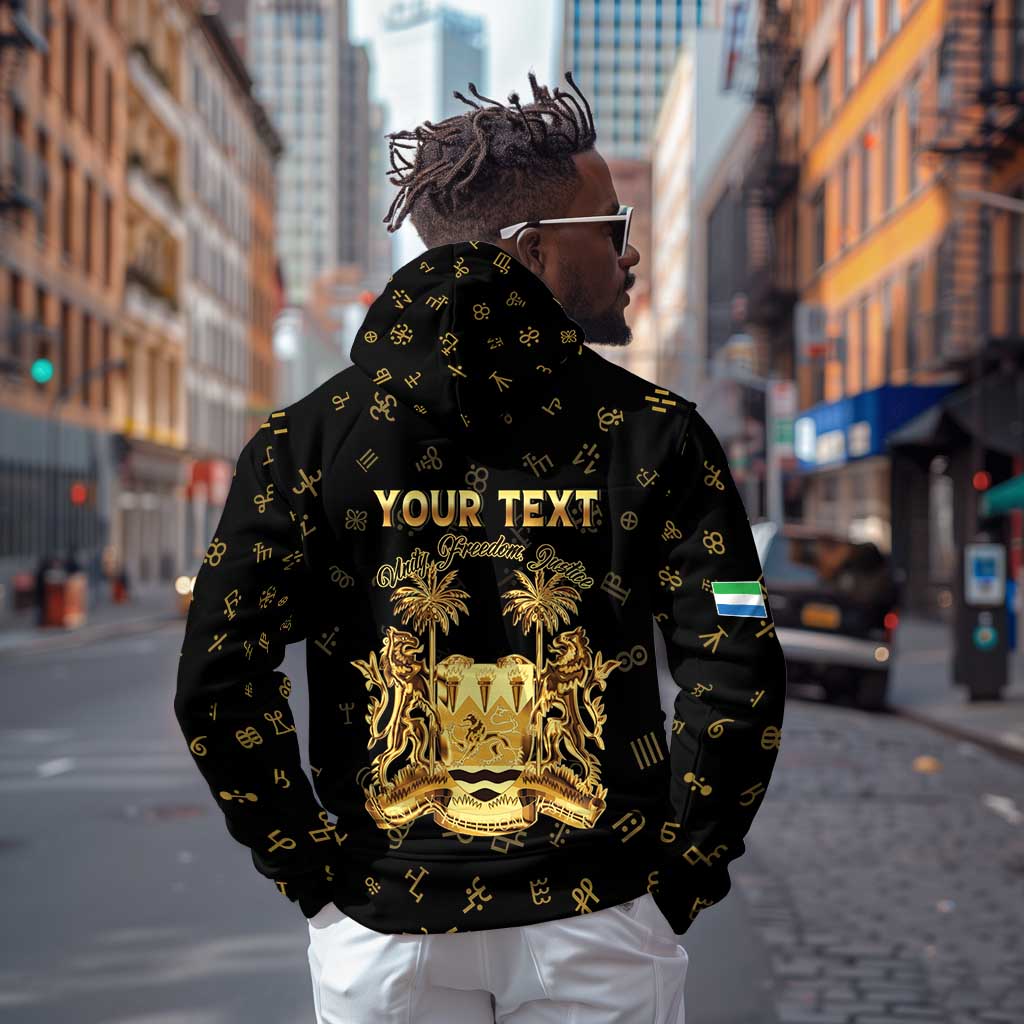 Personalized Sierra Leone National Emblem Golden Hoodie Vai Syllabary Heritage - African Pride