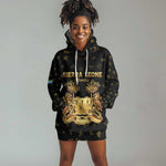 Personalized Sierra Leone National Emblem Golden Hoodie Dress Vai Syllabary Heritage - African Pride
