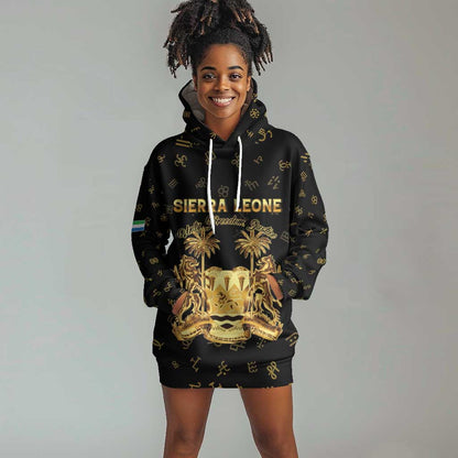 Personalized Sierra Leone National Emblem Golden Hoodie Dress Vai Syllabary Heritage - African Pride
