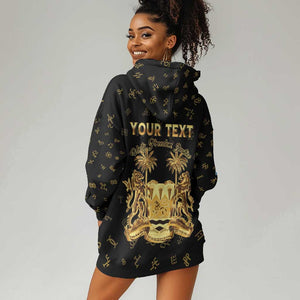 Personalized Sierra Leone National Emblem Golden Hoodie Dress Vai Syllabary Heritage - African Pride