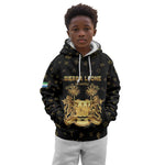 Personalized Sierra Leone National Emblem Golden Kid Hoodie Vai Syllabary Heritage - African Pride