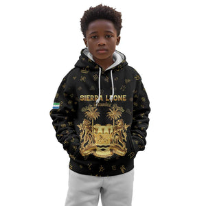 Personalized Sierra Leone National Emblem Golden Kid Hoodie Vai Syllabary Heritage - African Pride