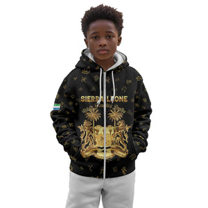 Personalized Sierra Leone National Emblem Golden Kid Hoodie Vai Syllabary Heritage - African Pride