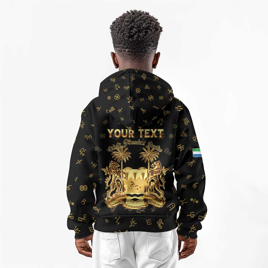Personalized Sierra Leone National Emblem Golden Kid Hoodie Vai Syllabary Heritage - African Pride