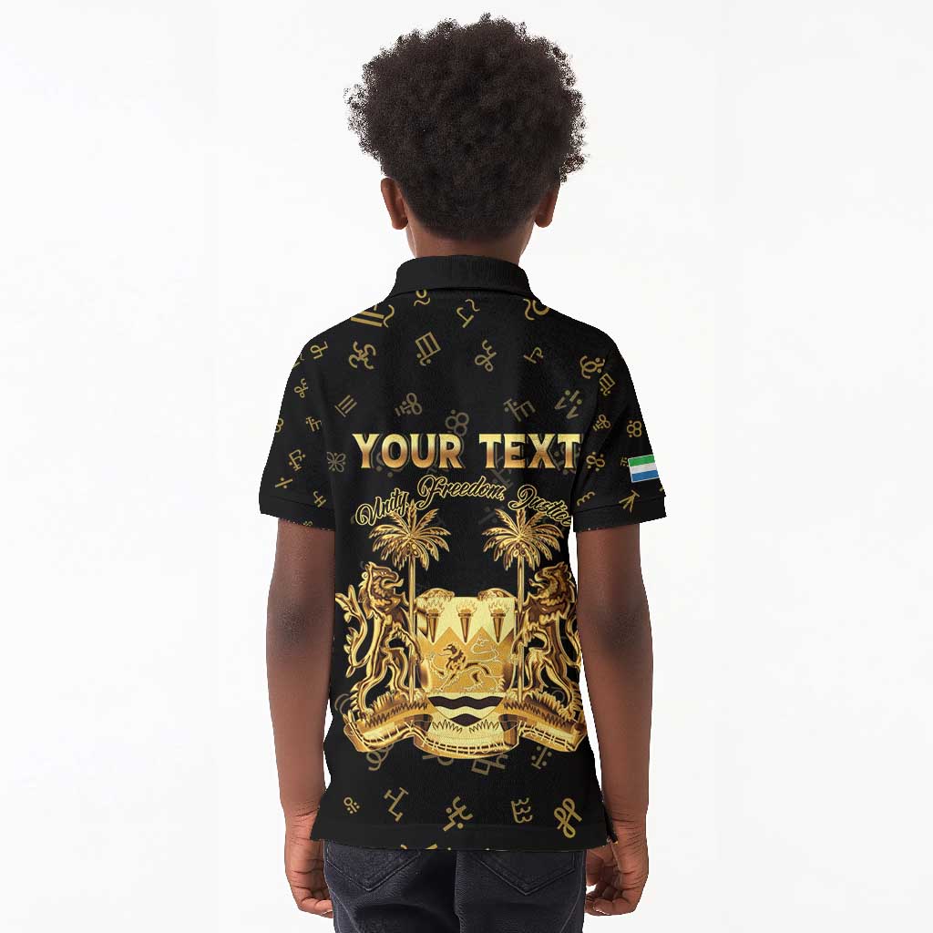 Personalized Sierra Leone National Emblem Golden Kid Polo Shirt Vai Syllabary Heritage - African Pride