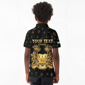 Personalized Sierra Leone National Emblem Golden Kid Polo Shirt Vai Syllabary Heritage - African Pride