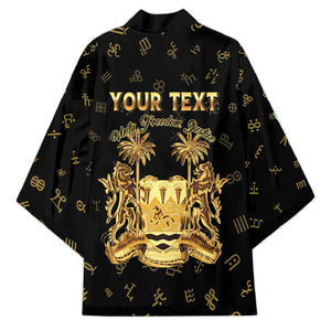 Personalized Sierra Leone Vai Syllabary Heritage Kimono National Emblem Golden Style