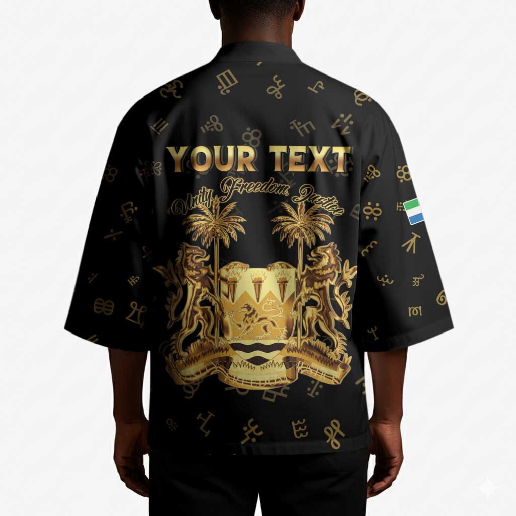 Personalized Sierra Leone Vai Syllabary Heritage Kimono National Emblem Golden Style