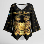 Personalized Sierra Leone Vai Syllabary Heritage Kimono Sleeve Blouse National Emblem Golden Style