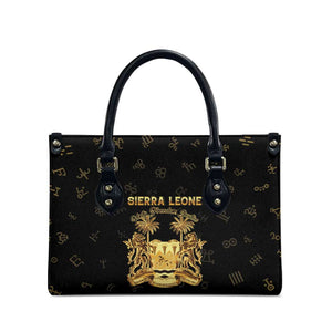 Sierra Leone Vai Syllabary Heritage Leather Bag National Emblem Golden Style