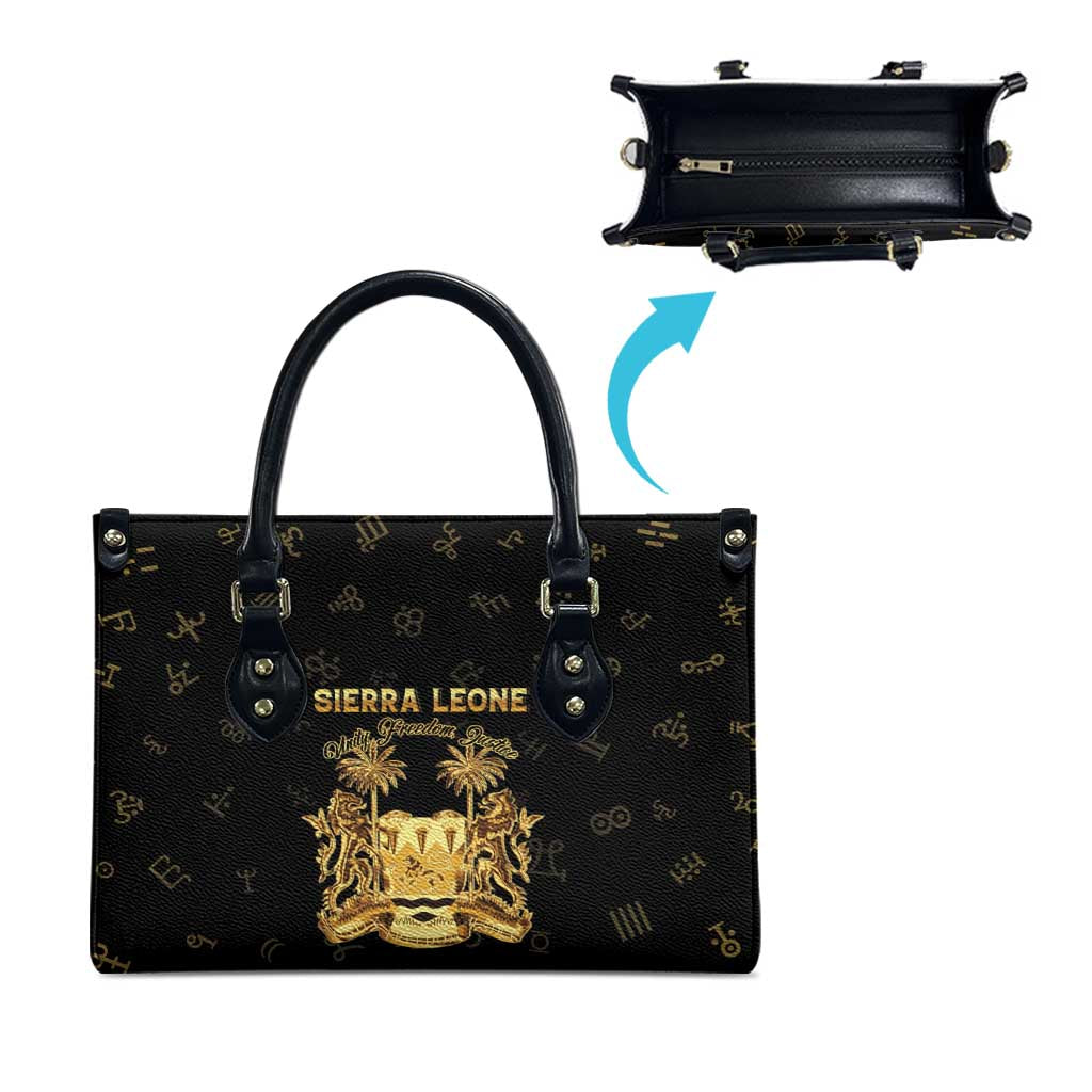 Sierra Leone Vai Syllabary Heritage Leather Bag National Emblem Golden Style