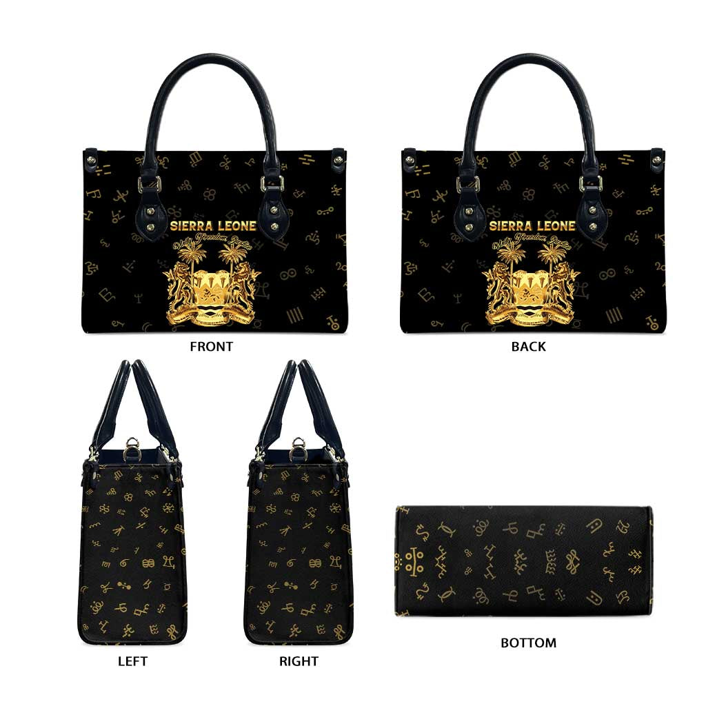 Sierra Leone Vai Syllabary Heritage Leather Bag National Emblem Golden Style
