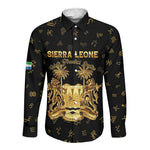 Personalized Sierra Leone National Emblem Golden Long Sleeve Button Shirt Vai Syllabary Heritage - African Pride