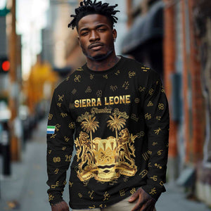 Personalized Sierra Leone National Emblem Golden Long Sleeve Shirt Vai Syllabary Heritage - African Pride