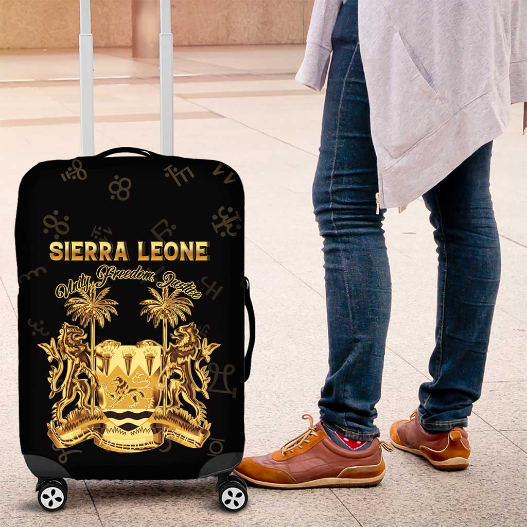 Sierra Leone National Emblem Golden Luggage Cover Vai Syllabary Heritage - African Pride