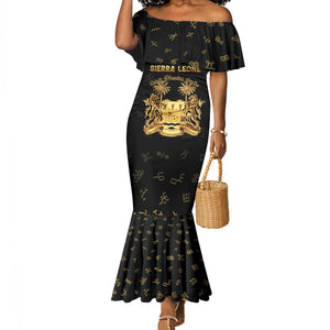 Personalized Sierra Leone National Emblem Golden Mermaid Dress Vai Syllabary Heritage - African Pride