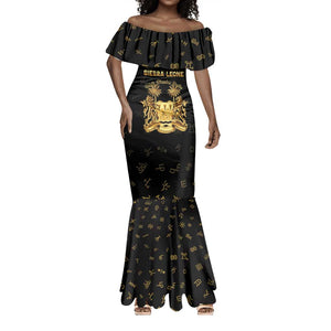 Personalized Sierra Leone National Emblem Golden Mermaid Dress Vai Syllabary Heritage - African Pride